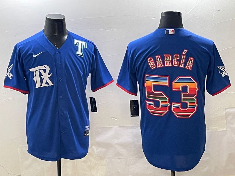 Men Texas Rangers #53 Garcia Blue Fashion 2025 Nike Game MLB Jersey style 2->texas rangers->MLB Jersey